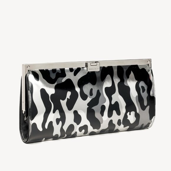 Jimmy Choo Camille Camoleo Print Steel Mix Mirror Leather Clutch - Picture 2 of 10